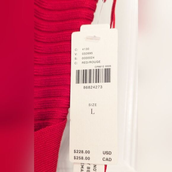 NWT Anthropologie red Strapless belted open back A-line Midi Sweater Dress sz L - Picture 13 of 16